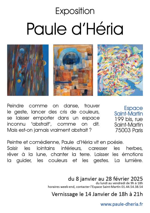 Paule d'Héria exposition janvier 2025 espace Saint Martin Paris